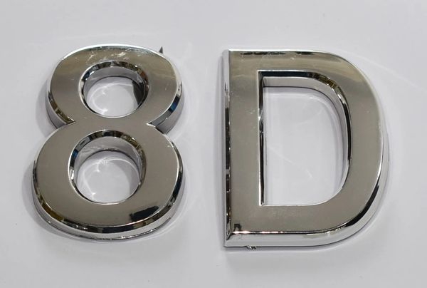 z- APARTMENT, DOOR AND MAILBOX LETTER 8D SIGN - LETTER SIGN 8 D- SILVER (HIGH QUALITY PLASTIC DOOR SIGNS 0.25 THICK)
