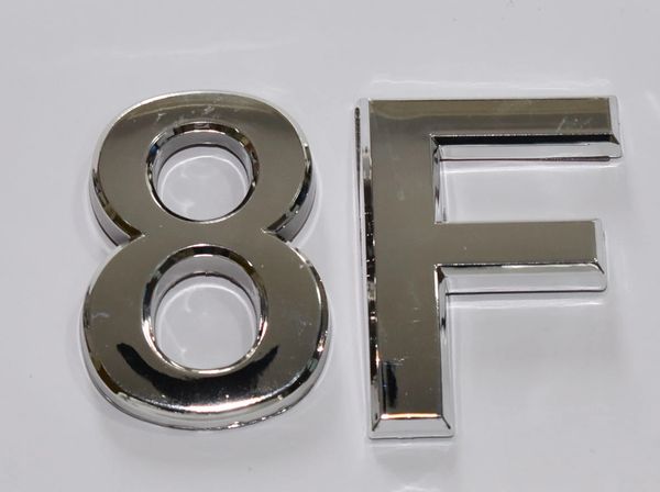 z- APARTMENT, DOOR AND MAILBOX LETTER 8F SIGN - LETTER SIGN 8 F- SILVER (HIGH QUALITY PLASTIC DOOR SIGNS 0.25 THICK)