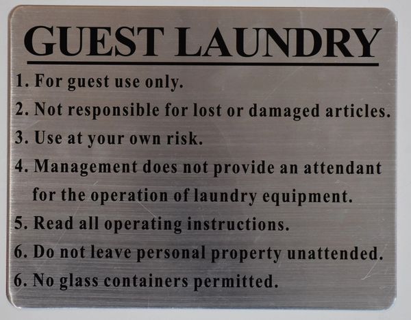 GUEST LAUNDRY SIGN - BRUSHED ALUMINUM (ALUMINUM SIGNS 7X10)