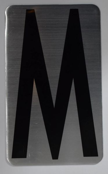 Apartment number sign M– (SILVER, ALUMINUM SIGNS 5X3)- The Hippo Line