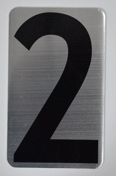Apartment number sign 2 – (SILVER, ALUMINUM SIGNS 5X3)- The Hippo Line
