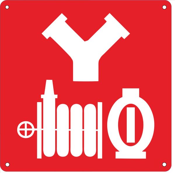 STANDPIPE CONNECTION SYMBOL SIGN- RED BACKGROUND (ALUMINUM SIGNS 10X10)