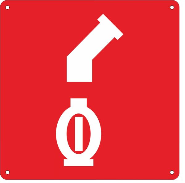 AUTOMATIC SPRINKLER SYMBOL CONNECTION SIGN- RED BACKGROUND (ALUMINUM SIGNS 10X10)