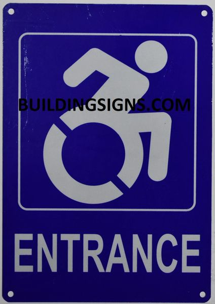 ENTRANCE SIGN- BLUE BACKGROUND (ALUMINUM SIGNS 10X7)- The Pour Tous Blue LINE