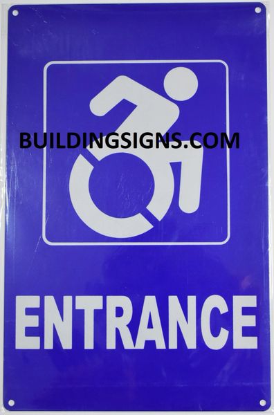 ENTRANCE SIGN- BLUE BACKGROUND (ALUMINUM SIGNS 14X9)- The Pour Tous Blue LINE