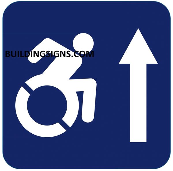 ACCESSIBLE AT THE FRONT SIGN- BLUE BACKGROUND (ALUMINUM SIGNS 6X6)- The Pour Tous Blue LINE