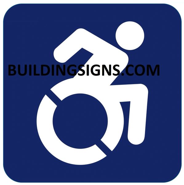 ACCESSIBLE SYMBOL SIGN- BLUE BACKGROUND (ALUMINUM SIGNS 6X6)- The Pour Tous Blue LINE