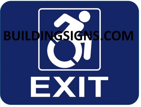 EXIT Sign- BLUE BACKGROUND (ALUMINUM SIGNS 6X8)- The Pour Tous Blue LINE