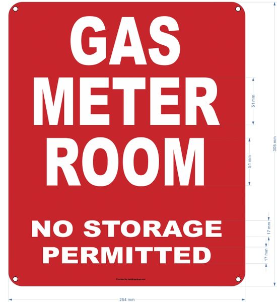 GAS METER ROOM NO STORAGE PERMITTED SIGN (ALUMINUM SIGNS 12X10)