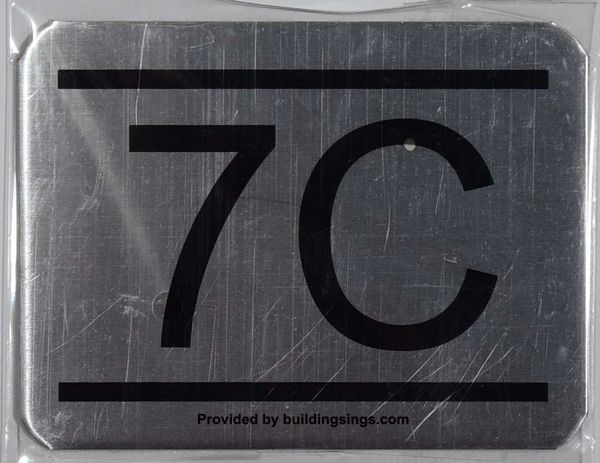 z- APARTMENT NUMBER SIGN – 7C -BRUSHED ALUMINUM (ALUMINUM SIGNS 2.25X3)