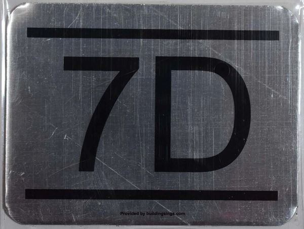 z- APARTMENT NUMBER SIGN – 7D -BRUSHED ALUMINUM (ALUMINUM SIGNS 2.25X3)