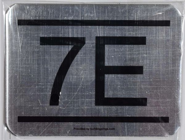 z- APARTMENT NUMBER SIGN – 7E -BRUSHED ALUMINUM (ALUMINUM SIGNS 2.25X3)