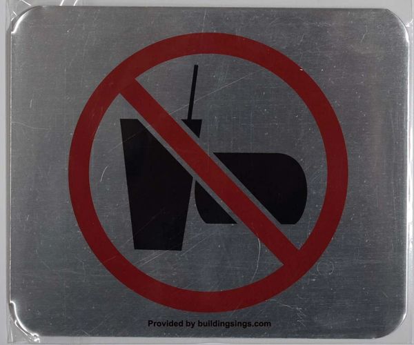 NO EATING NO DRINKING SIGN– BRUSHED ALUMINUM (ALUMINUM SIGNS 5X6)