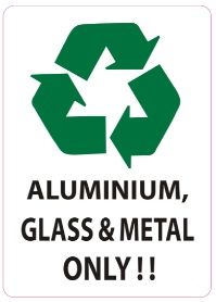 ALUMINIUM, GLASS AND METAL ONLY SIGN (STICKER 7X5)