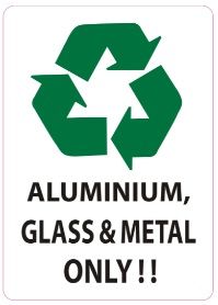 ALUMINIUM, GLASS AND METAL ONLY SIGN (STICKER 7X5)