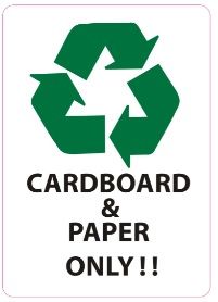CARDBOARD AND PAPER ONLY SIGN (STICKER 7X5)
