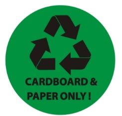 CARDBOARD AND PAPER ONLY SIGN (STICKER, CIRCLE 4X4)