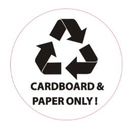 CARDBOARD AND PAPER ONLY SIGN (STICKER, CIRCLE 4X4)