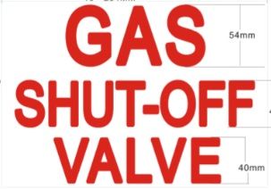 GAS SHUTOFF VALVE SIGN (STICKER 7X10)