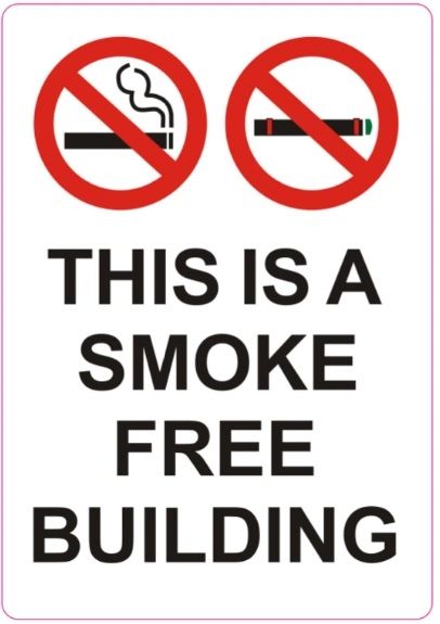 Set of 4 PCS- THIS IS A SMOKE FREE BUILDING SIGN (STICKER 5X3.5)