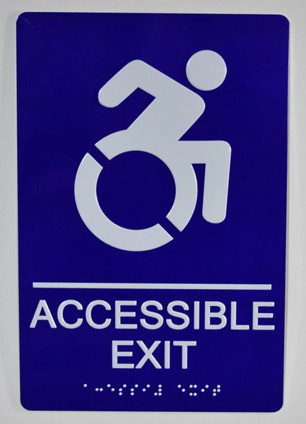 ACCESSIBLE EXIT Sign- BLUE (ALUMINUM SIGNS 9X6)