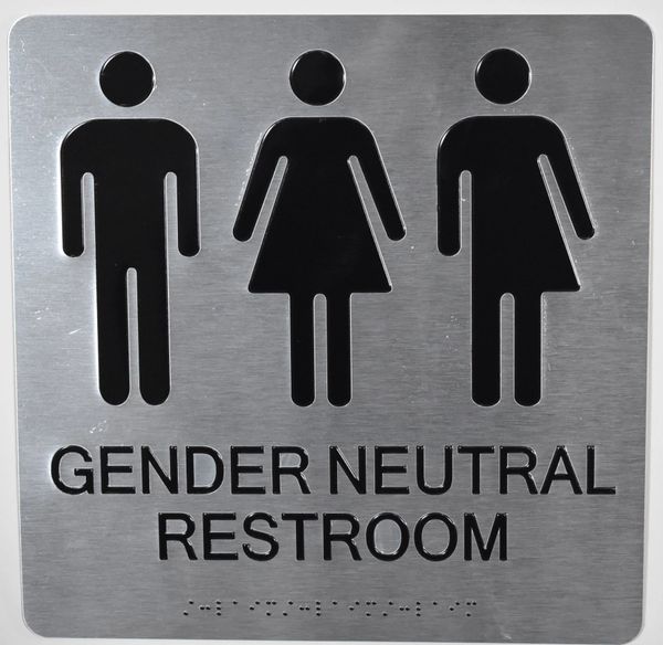 GENDER NEUTRAL UNISEX RESTROOM SIGNS - SILVER (ALUMINUM SIGNS 10X10)