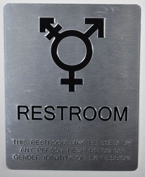 GENDER NEUTRAL UNISEX RESTROOM SIGN - SILVER (ALUMINUM SIGNS 10X8)