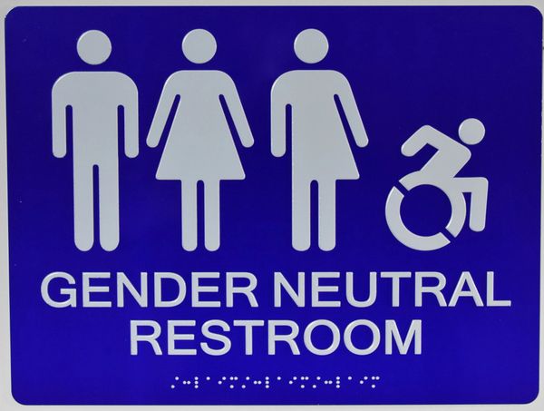 ACCESSIBLE GENDER NEUTRAL RESTROOM SIGN - BLUE (ALUMINUM SIGNS 9X12)