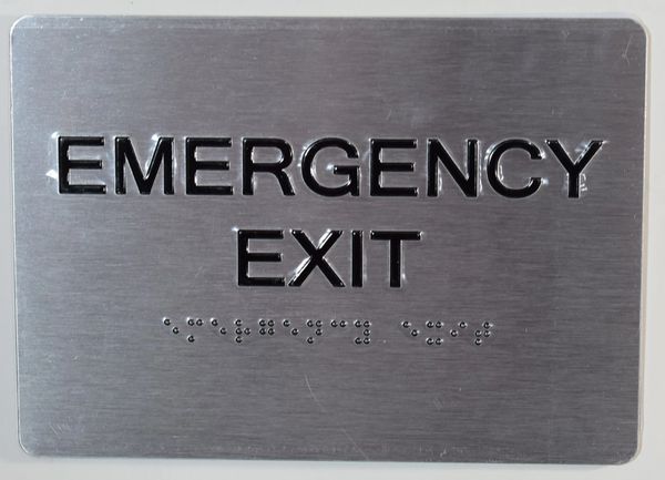 EMERGENCY EXIT SIGN - BRAILLE (ALUMINUM SIGNS 5X7)