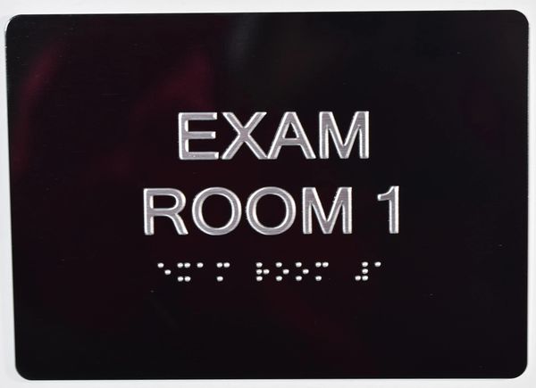 EXAM ROOM 1 SIGN - BLACK- BRAILLE (ALUMINUM SIGNS 5X7)