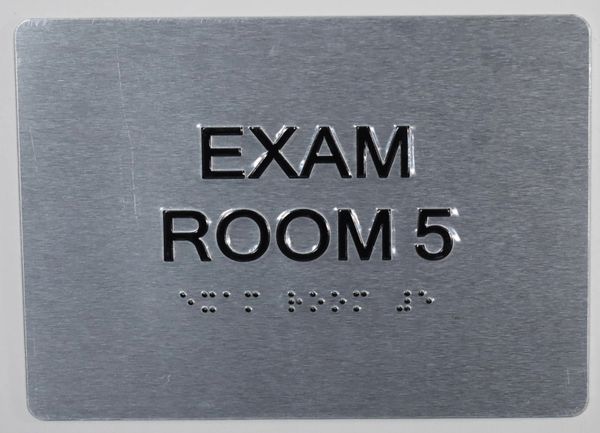 EXAM ROOM 5 SIGN - BLACK- BRAILLE (ALUMINUM SIGNS 5X7)