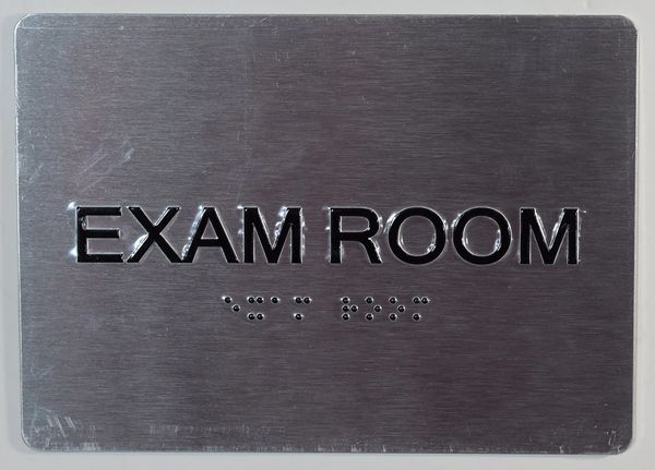 EXAM ROOM SIGN - SILVER- BRAILLE (ALUMINUM SIGNS 5X7)