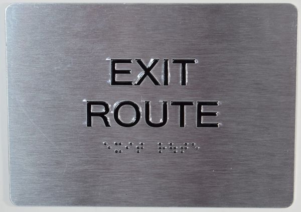 EXIT ROUTE SIGN- BRAILLE (ALUMINUM SIGNS 5X7)