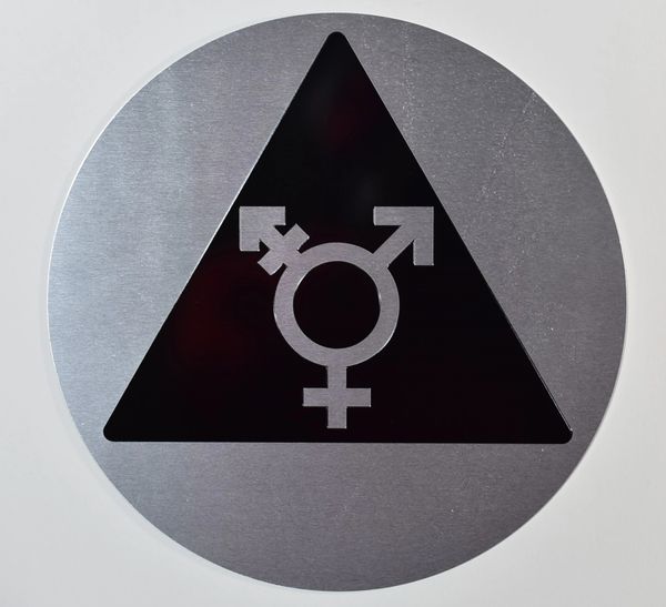 GENDER NEUTRAL UNISEX SYMBOL SIGN - SILVER (ALUMINUM SIGNS 10X8)