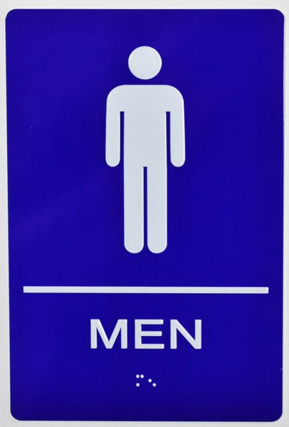 MEN RESTROOM Sign- BRAILLE- BLUE (ALUMINUM SIGNS 9X6)