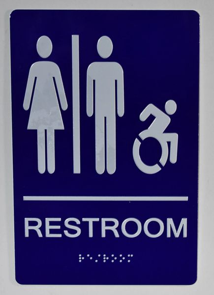 UNISEX RESTROOM SIGN-BLUE- BRAILLE (ALUMINUM SIGNS 9X6)