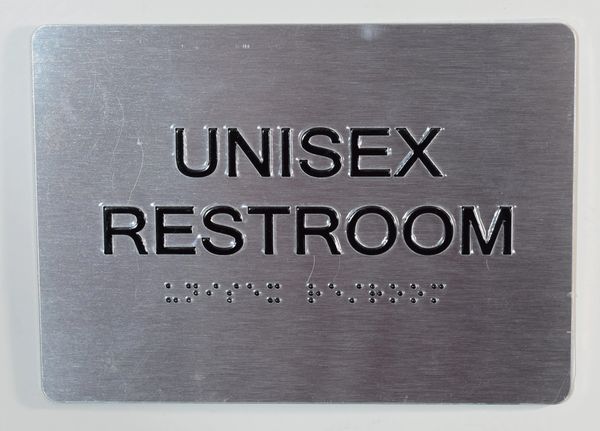 UNISEX RESTROOM SIGN - SILVER (ALUMINUM SIGNS 5X7)