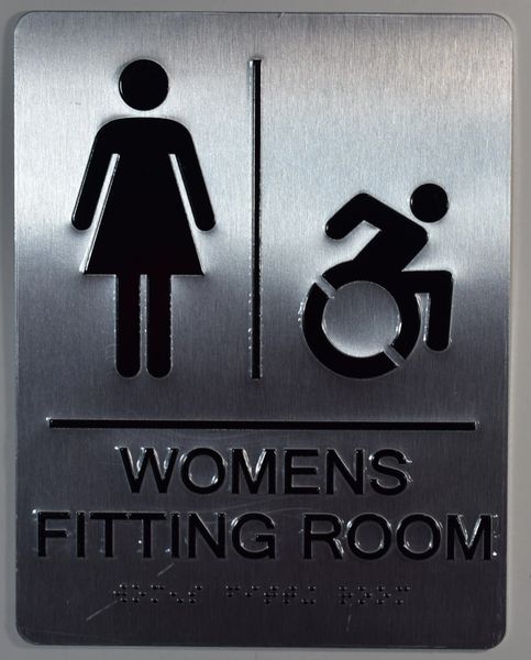 WOMEN ACCESSIBLE RESTROOM Sign - SILVER- BRAILLE (ALUMINUM SIGNS 9X6)