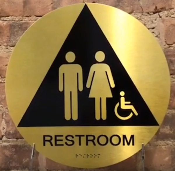 ACCESSIBLE UNISEX RESTROOM SIGN- GOLD