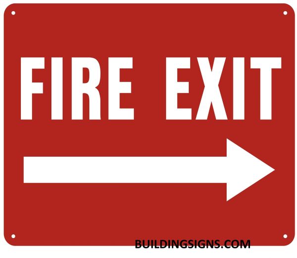 FIRE EXIT RIGHT SIGN- REFLECTIVE !!! (ALUMINUM SIGNS 10X12)
