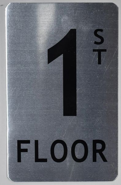 FLOOR NUMBER SIGN - 1ST FLOOR SIGN- BRUSHED ALUMINUM (ALUMINUM SIGNS 8X5)The Mont Argent Line