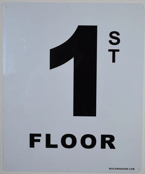 FLOOR NUMBER SIGN - 1ST FLOOR SIGN- (White, Rust Free Aluminium 10X12)-Grand Canyon Line