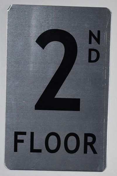 FLOOR NUMBER SIGN - 2ND FLOOR SIGN- BRUSHED ALUMINUM (ALUMINUM SIGNS 8X5)The Mont Argent Line