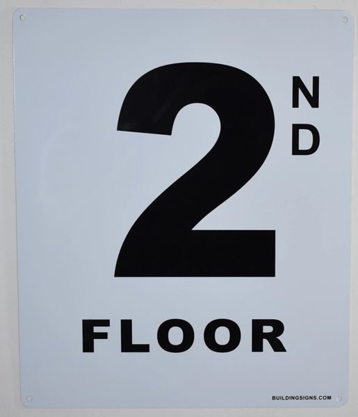 FLOOR NUMBER SIGN - 2ND FLOOR SIGN- (White, Rust Free Aluminium 10X12)-Grand Canyon Line