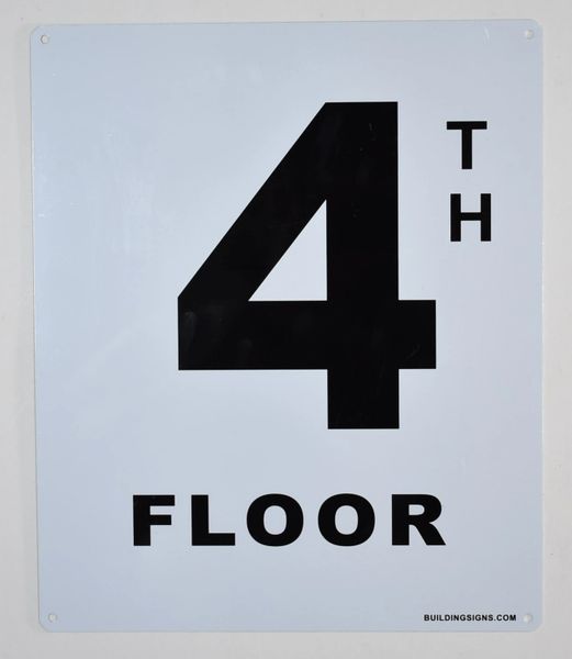 FLOOR NUMBER SIGN- 4TH FLOOR SIGN- (White, Rust Free Aluminium 10X12)-Grand Canyon Line