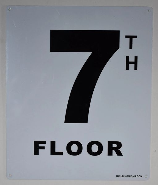 FLOOR NUMBER SIGN - 7TH FLOOR SIGN- (White, Rust Free Aluminium 10X12)-Grand Canyon Line