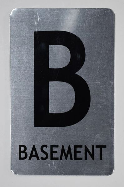 FLOOR NUMBER SIGN - BASEMENT SIGN- BRUSHED ALUMINUM (ALUMINUM SIGNS 8X5)- The Mont Argent Line