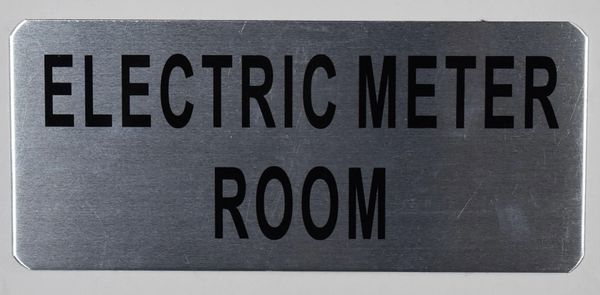 ELECTRIC METER ROOM SIGN - BRUSHED ALUMINUM (ALUMINUM SIGNS 3.5X8)