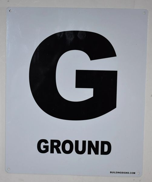 FLOOR NUMBER SIGNS- GROUND FLOOR SIGNS- GROUND (G) SIGN (White, Rust Free Aluminium 10X12)-Grand Canyon Line