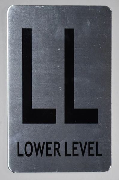 FLOOR NUMBER SIGN - LOWER LEVEL SIGN -BRUSHED ALUMINIUM (ALUMINUM SIGNS 8X5)- The Mont Argent Line